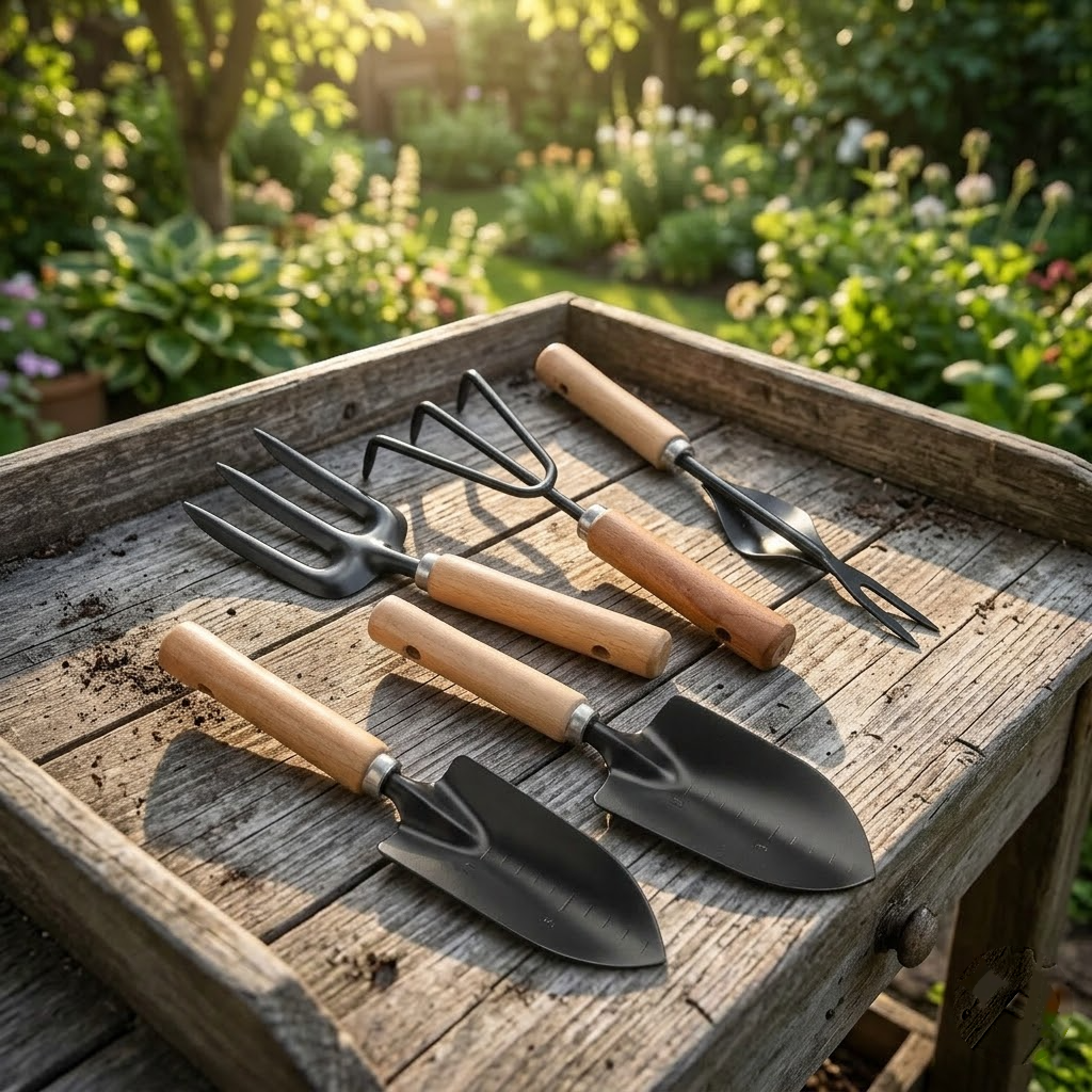 Mini Garden Transplanting Trowel – Narrow Stainless Steel Hand Shovel with Solid Wood Handle & Depth Scale