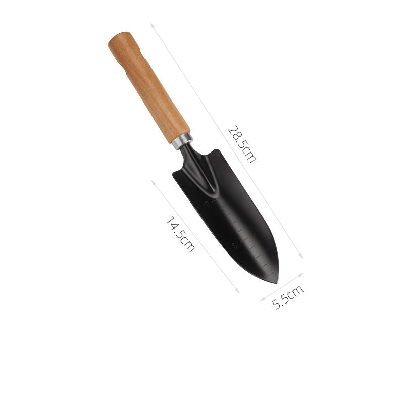 Mini Garden Transplanting Trowel – Narrow Stainless Steel Hand Shovel with Solid Wood Handle & Depth Scale