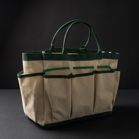 Garden Tool Bag with Multiple Exterior Pockets and Durable Handles for Yard Work