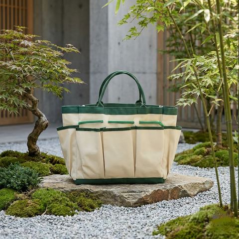Garden Tool Bag with Multiple Exterior Pockets and Durable Handles for Yard Work