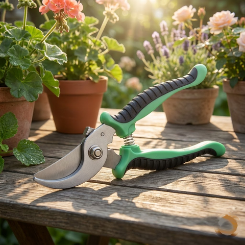 Ergonomic Garden Pruning Shears with Spring Action and Non-Slip Grips