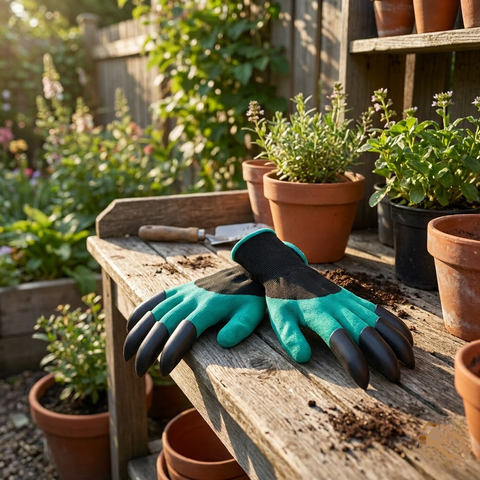 Garden Gloves with Built-in Digging Claws and Breathable Fabric for Planting and Weeding