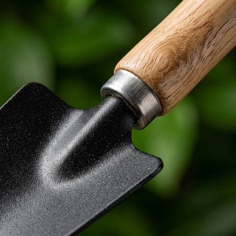 Black-Finish Wooden Handle Garden Hand Tool Set for Planting and Weeding