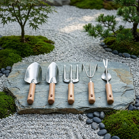 Ergonomic Wooden Handle Garden Hand Tool Set for Planting and Weeding